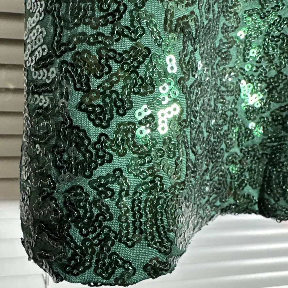 Tipsy Elves Skirt Size M Evening Essentials Party Green Sequined Straight Short